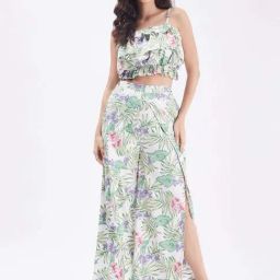 PURYS White & Green Printed Co-Ord Set-11