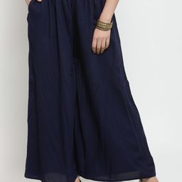 Clora Creation Women Navy Blue Solid Flared Palazzos-image-89