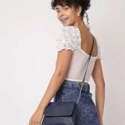 Fastrack Teal Solid Medium Sling Handbag-43