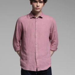 Jack & Jones Pink Linen Regular Fit Texture Shirts-picture-12