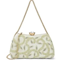 Lavie White Embellished Clutch-picture-2