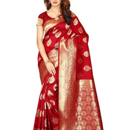 KALINI Woven Design Zari Silk Blend Kanjeevaram Saree-picture-24