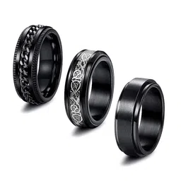 MEENAZ Set of 3 Silver-Plated Finger Rings-picture-30