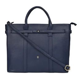 Horra Blue Solid Large Office Laptop Handbag - 15 inches-image-30