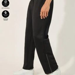 Styli Black Polyester Relaxed Fit Solid Track Pants-image-28
