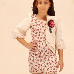Cutecumber Kids Beige Embellished Dress-image-89