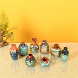 AAKRITI ART CREATIONS Set Of 8 Terracotta Miniature Decor Vases-image-28