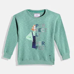 Monte Carlo Girls Green Typography Printed Stone Embellished Sweatshirt-image-77