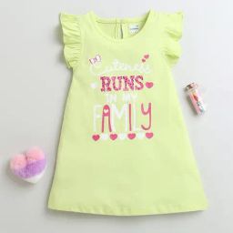 Bumzee Girls Green Cotton Graphic Nighty-image-19