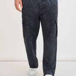 Styli Black Cotton Relaxed Fit Solid Trackpant-image-58