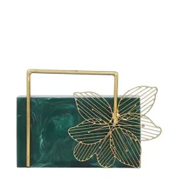 NR by Nidhi Rathi Green Textured Clutch-image-63