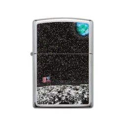 Zippo Chrome Brass Moon Landing Design Windproof Pocket Lighter-image-56