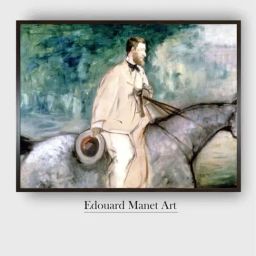 The Art House Beige The Painter Guillaumin on Horseback Wooden Framed Painting Wall Art-image-62