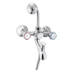 Plato Metalic Finish Forged Half Turn Fitting Lotus Wall Mixer 3 In 1 With Bend, L 015-image-79