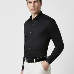Peter England Black Cotton Slim Fit Shirt-image-43