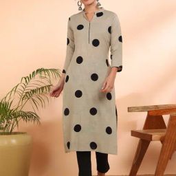Maaesa Grey Cotton Polka Dot Kurta-image-75