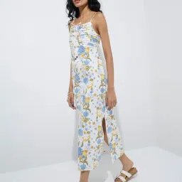 Bombay Paisley by Westside White Printed Straight Cotton Dress-picture-20