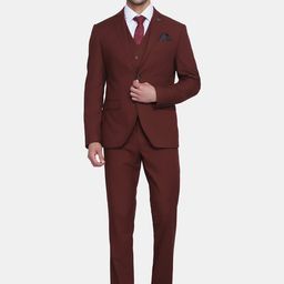 Blackberrys Men Rust-Colored Solid Slim-Fit Single-Breasted Three-Piece Formal Suit-picture-8