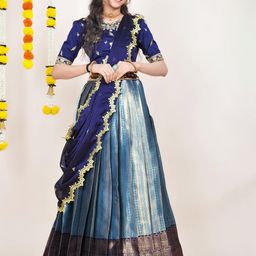 Fabcartz Semi-Stitched Woven Design Lehenga & Unstitched Blouse With Dupatta-image-93