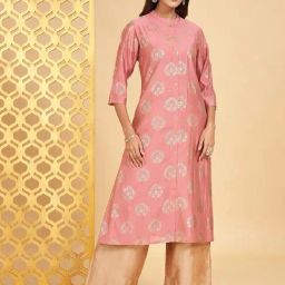 Rangmanch By Pantaloons Pink Printed A Line Kurta-image-68