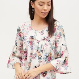 Harpa Women Cream-Coloured & Pink Floral Printed A-Line Top-image-37