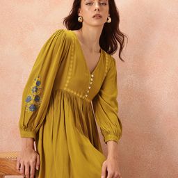 all about you Embroidered Detail A-Line Dress-image-25