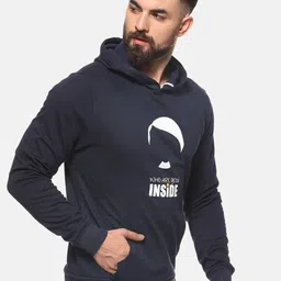 Campus Sutra Men Navy Blue Printed Hooded Sweatshirt-picture-13