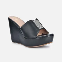 VALIOSAA Peep Toe Open Back Wedge-0