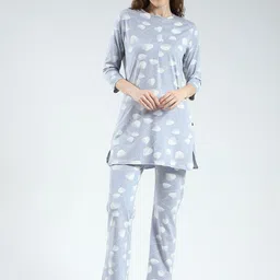 Monte Carlo Women Printed Round Neck Top & Pyjamas Pure Cotton Night suits-image-53
