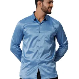Ramraj Blue Regular Fit Full Sleeves Shirt-image-62