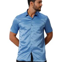 Ramraj Blue Regular Fit Half Sleeves Shirt-image-63