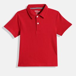 METRO KIDS COMPANY Boys Red Solid Cotton Polo Collar T-shirt-image-72