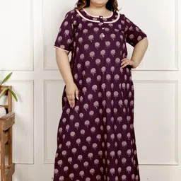 Swasti Floral Printed Plus Size Nightgown-image-3