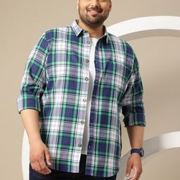 Sztori Plus Size Premium Tartan Checked Pure Cotton Casual Shirt-image-48