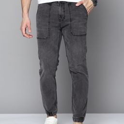Mast & Harbour Men Charcoal Grey Skinny Fit Light Fade Jogger Jeans-image-10