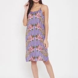 The Kaftan Company Pink & Blue Printed Slip Night Dress-picture-31