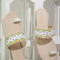 The White Pole Women's Beige Toe Ring Sandals-picture-14