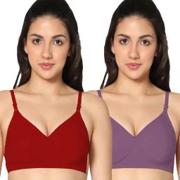 IN CARE Red & Purple Full Coverage Non-Wired T-Shirt Bra - Pack of 2-picture-25