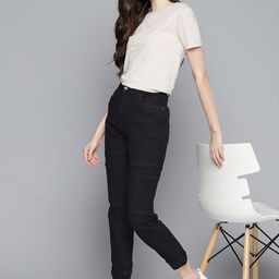 Mast & Harbour Women Black Stretchable Joggers-picture-54