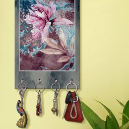 999Store Pink & Grey Aster Flower Pattern Wall Hanging Key Holder-image-20
