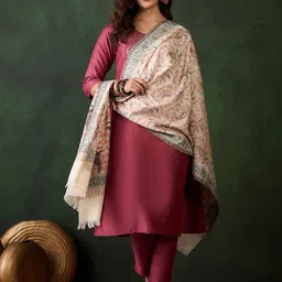 Sangria Women Ethnic Motifs Woven Design Pashmina Shawl-picture-45
