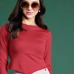 DressBerry Solid Pointed Hem Acrylic Pullover-image-48