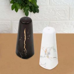Clay Craft White & Black Ceramic Salt & Pepper Shaker (0.35 L) - Set of 2-31