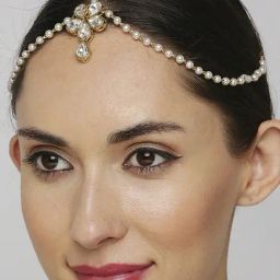 Oomph Gold Kundan and Pearls Floral Traditional Matha Patti-image-27