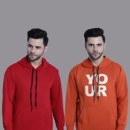 Vimal Jonney Red & Orange Regular Fit Printed Hooded Sweatshirt - Pack of 2-picture-9