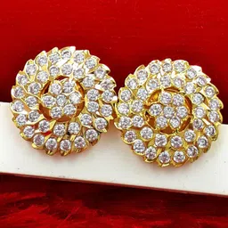 Anujeet Fashion Hub Gold Plated American Diamond Studded Circular Studs-picture-34