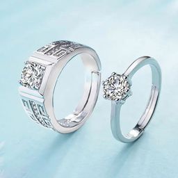 MEENAZ Set Of 2 Silver-Plated & AD-Studded Couple Finger Ring-2