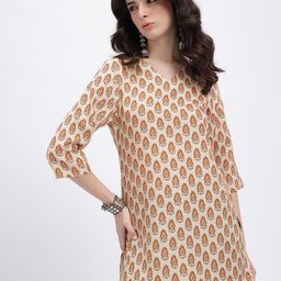 Anouk Rustic Ethnic Motifs Printed V-Neck Straight Kurti-picture-36