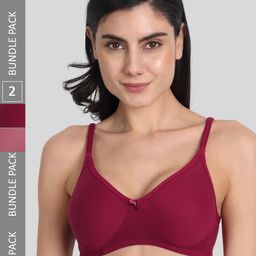 Aimly Pack Of 2 Seamless Full Coverage Dry Fit Cotton All Day Comfort T Shirt Bra-47
