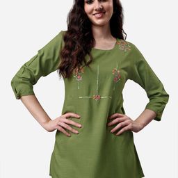 Sangria Women Floral Embroidered Longline Top-image-25